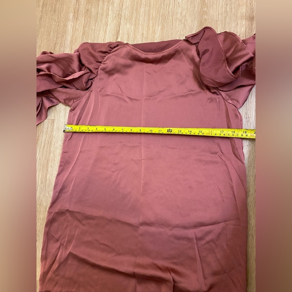 Zara Rust Ruffle Sleeve Blouse - Picture 6 of 8